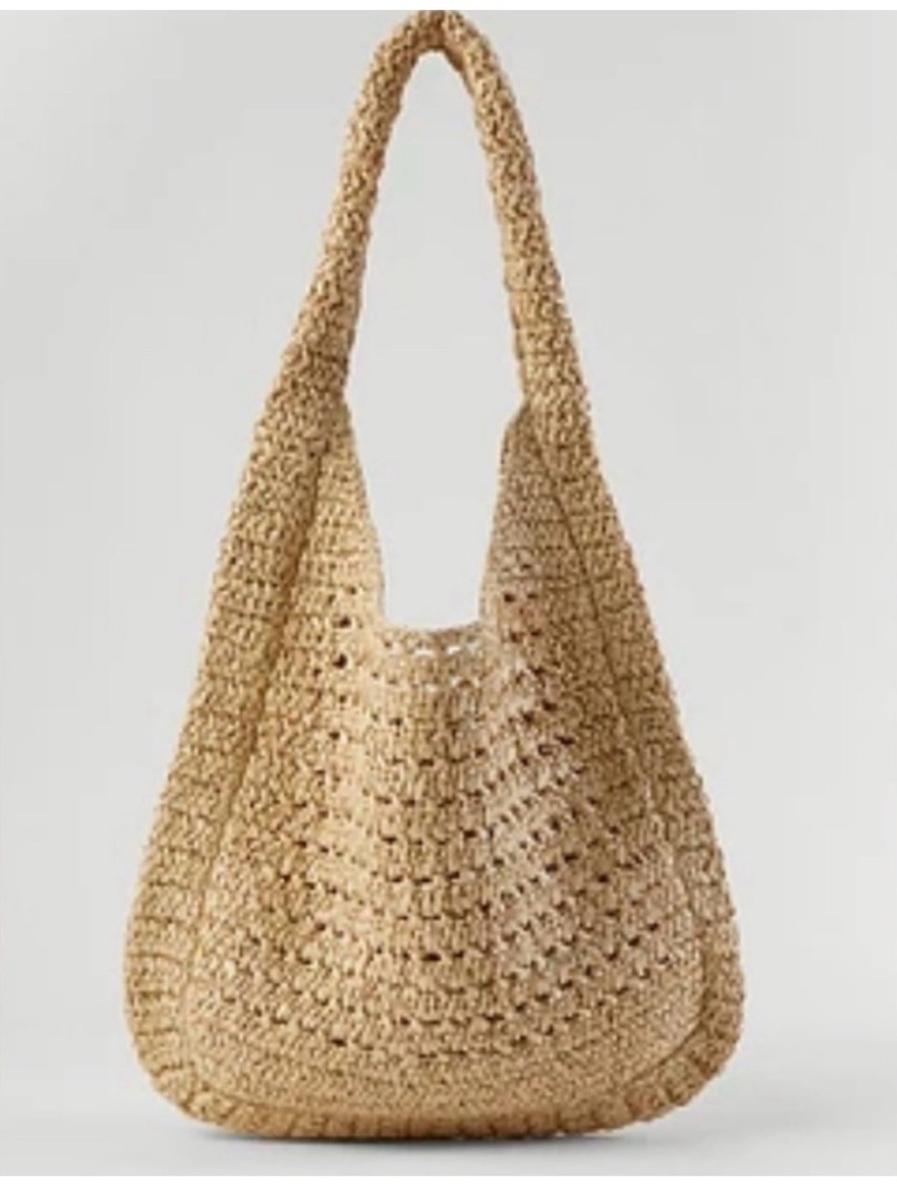 Woven Crochet Tote Bag in Natural Straw